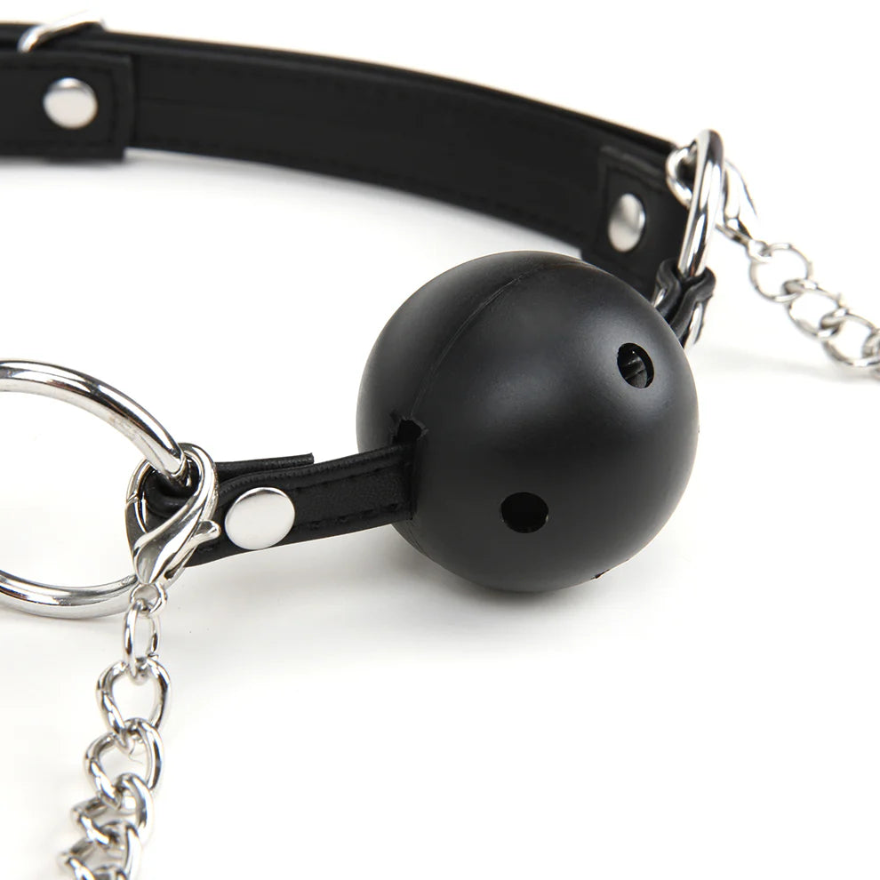 Breathable Ball Gag With Pressure Nipple Clamps